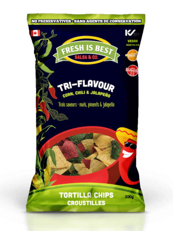 Fresh Is Best Tri-Flavour Tortilla Chips (Corn, Chili, Jalapeno) - 300g